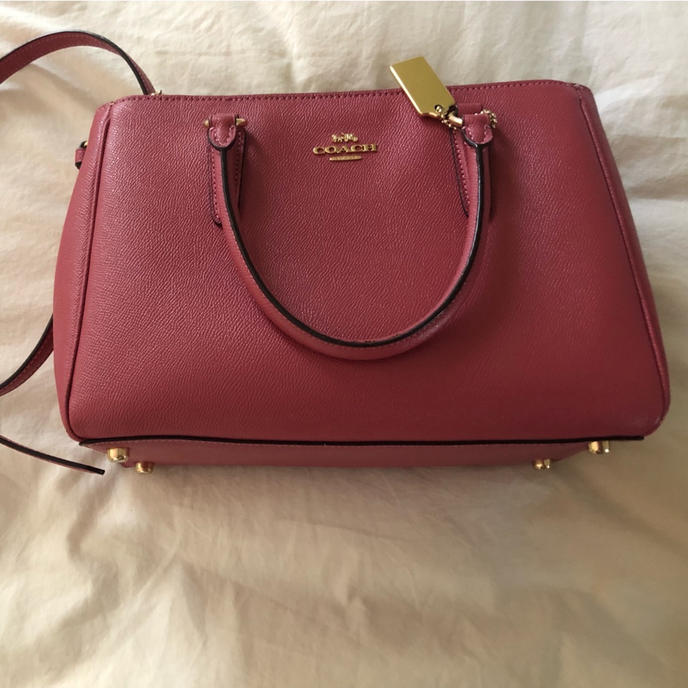 Pink Leather Coach Purse with Two Strap Options